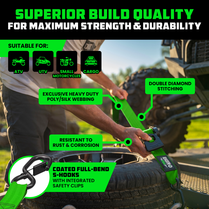 1" x 10' Retractable Ratchet Straps