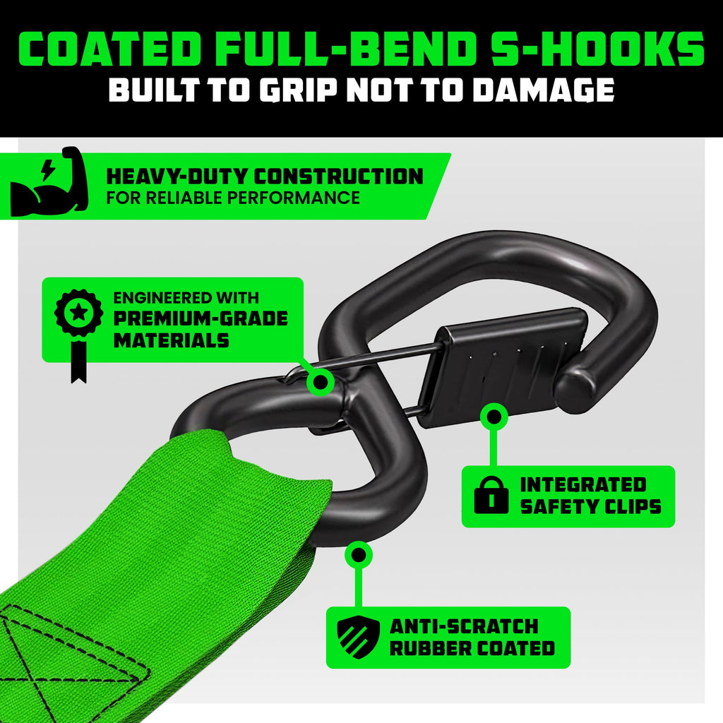 2" x 10' Retractable Ratchet Straps