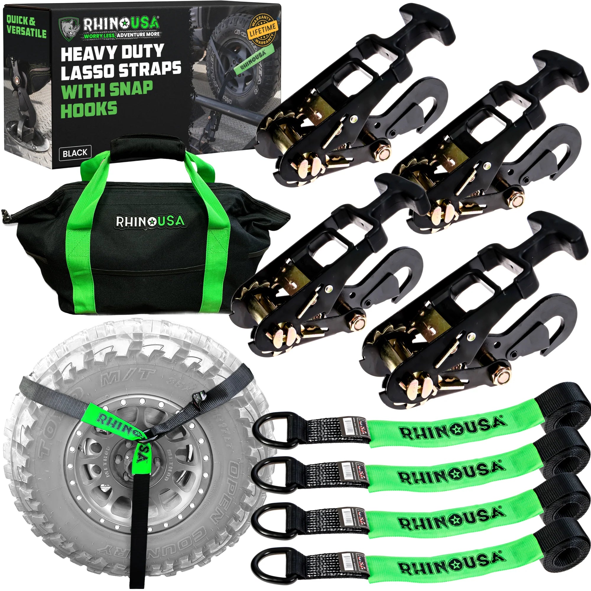 Car Tie-Down Lasso Straps (Snap-Hooks)